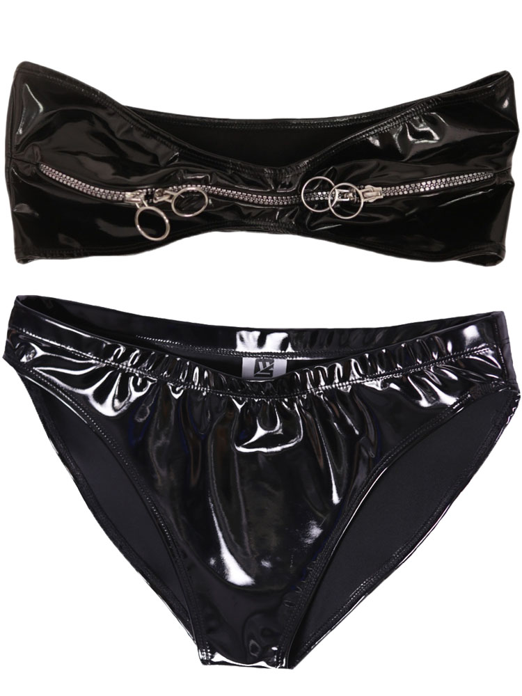 Thong Bikini Women - Completo in PVC effetto bagnato con